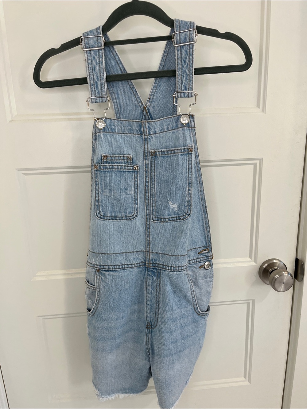 Zara Light Blue Denim Overall Romper